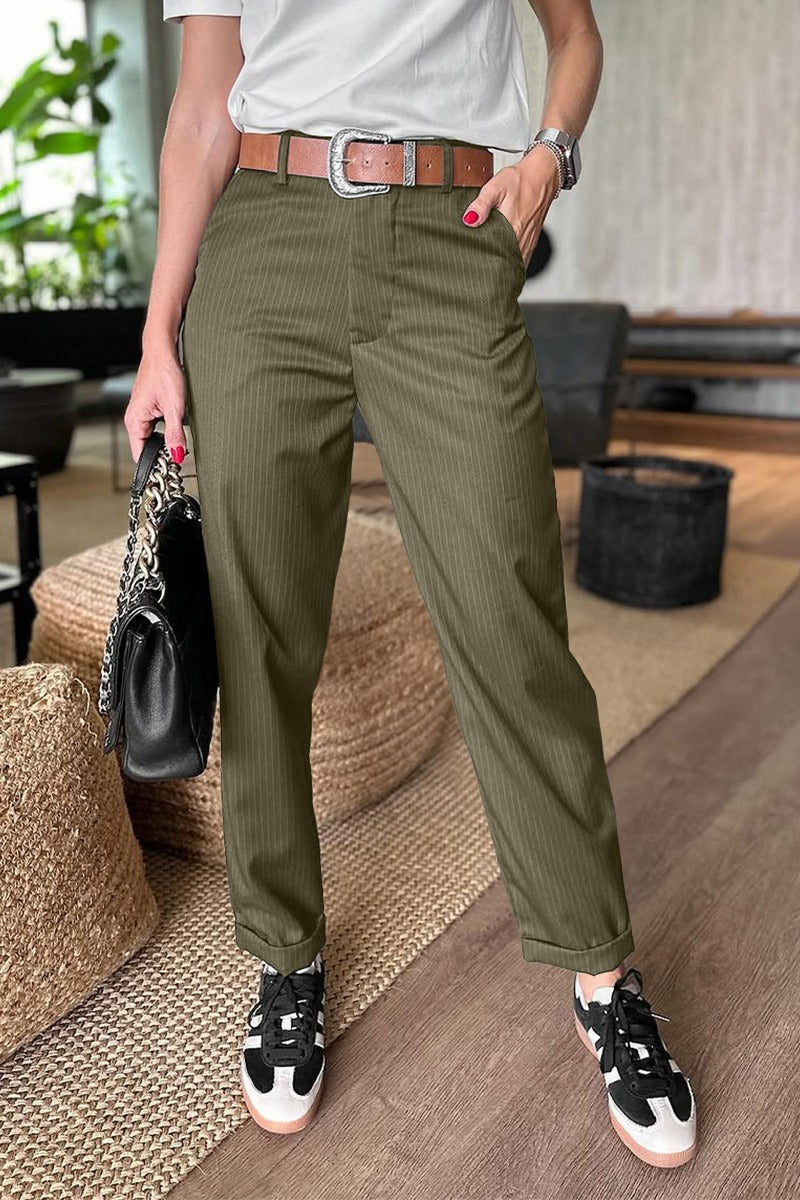 Pantalon de costume court à rayures décontracté