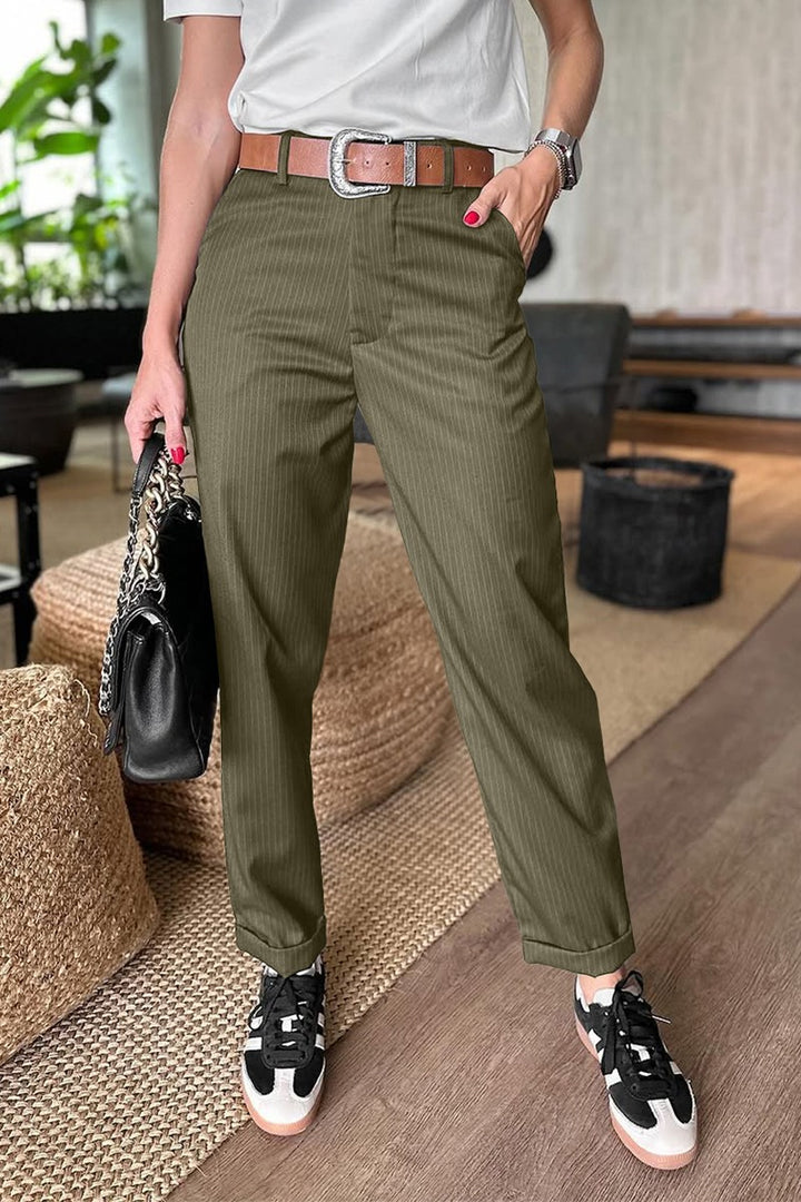Pantalon de costume court à rayures décontracté