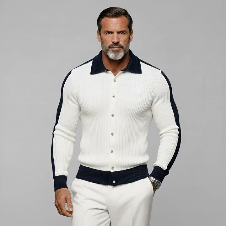 Chemise blanche à blocs de couleurs pour homme