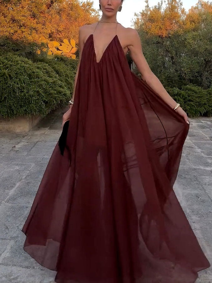 Robe élégante à col en V