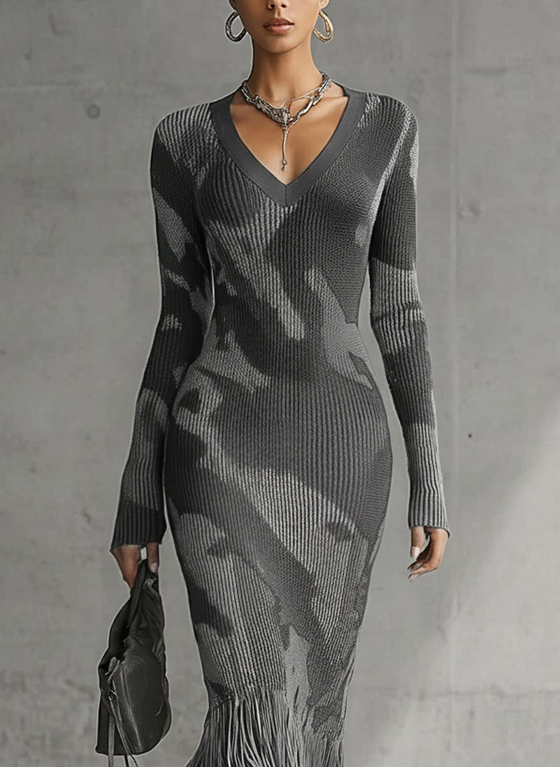 Robe moulante en maille camouflage