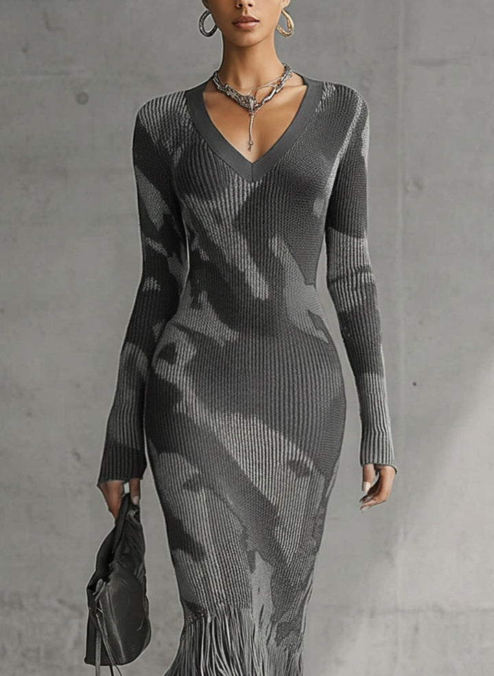 Robe moulante en maille camouflage