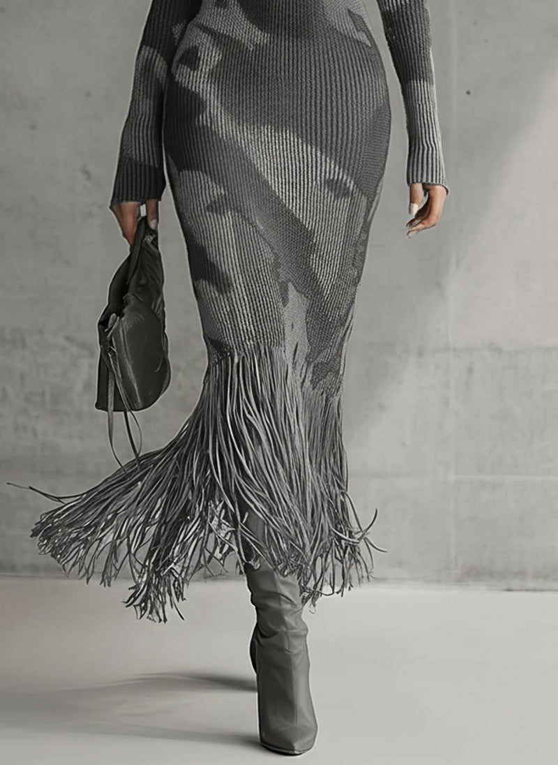 Robe moulante en maille camouflage