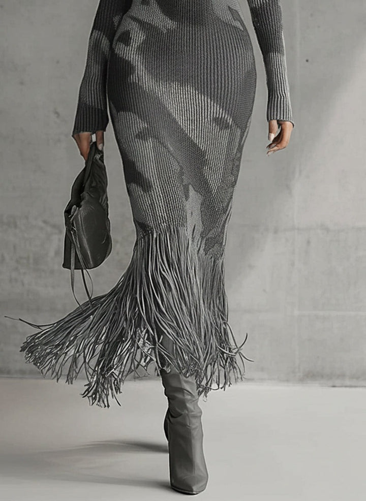 Robe moulante en maille camouflage