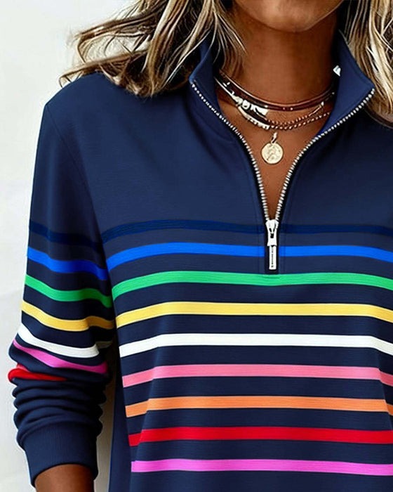 Pull à demi-zip et rayures