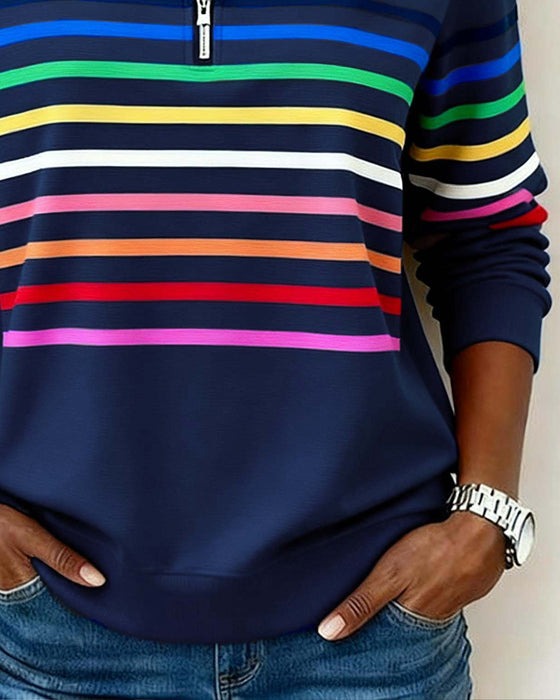 Pull à demi-zip et rayures