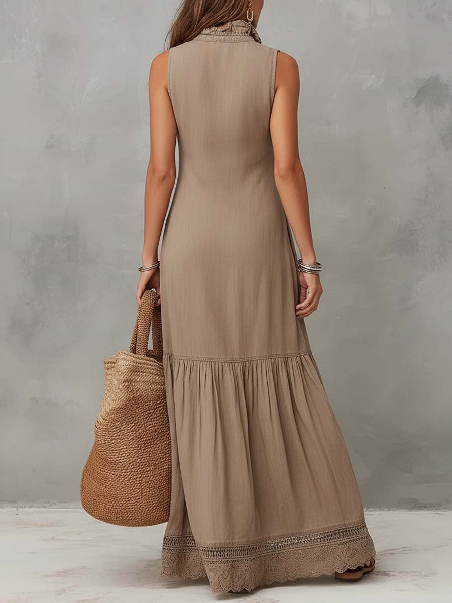 Robe classique en pur coton kaki