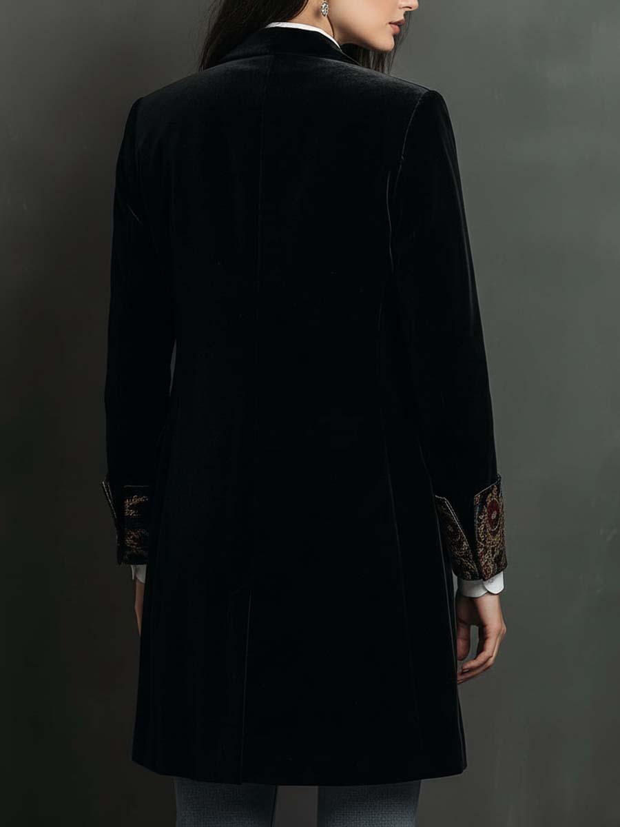 Blazer Slim Fit de Mujer con Estampado Barroco Negro
