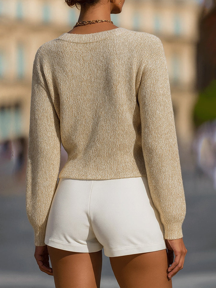 Gilet en maille à boutons et fils dorés, couleur beige champagne