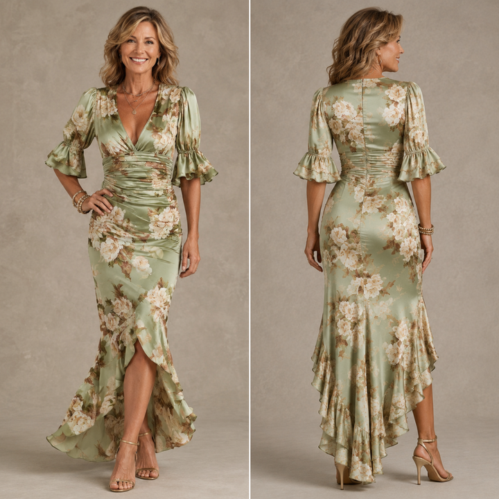 Brenda™ | Vestido Largo de Satén Asimétrico