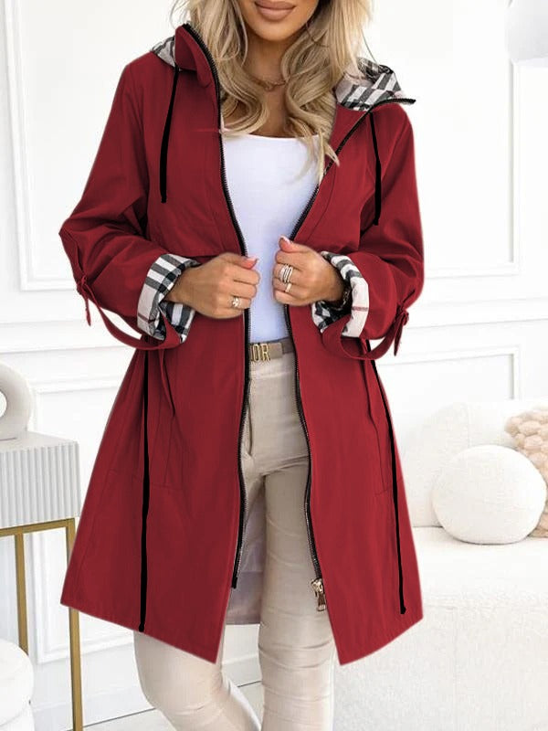 Manteau long imperméable décontracté à capuche