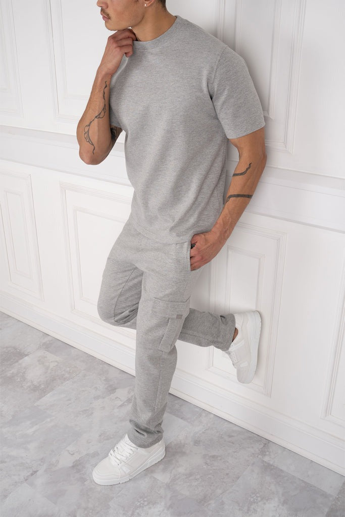 Ensemble haut et pantalon cargo gris chiné