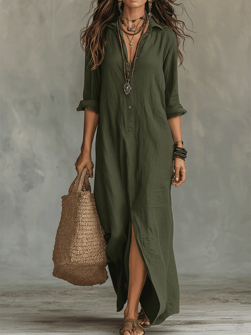 Robe longue chemise bohème