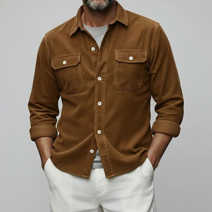 Chemises à manches longues en velours côtelé