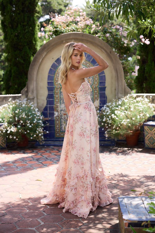 La robe Scarlette en tapisserie pêche