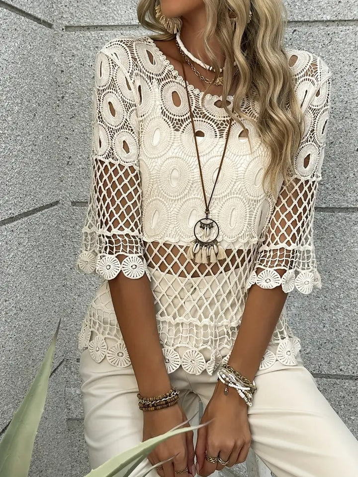 Haut au crochet ajouré style bohémien