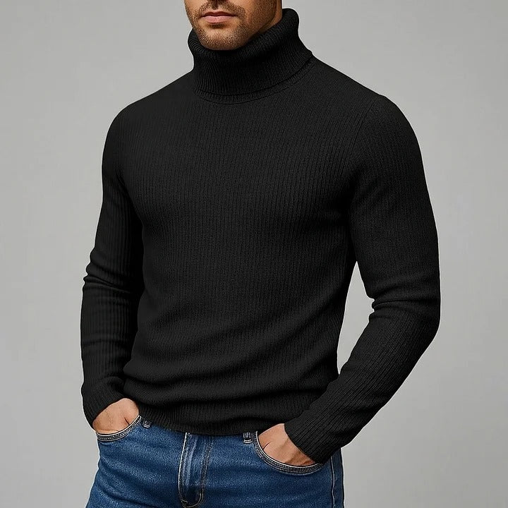 Pull homme à col roulé uni