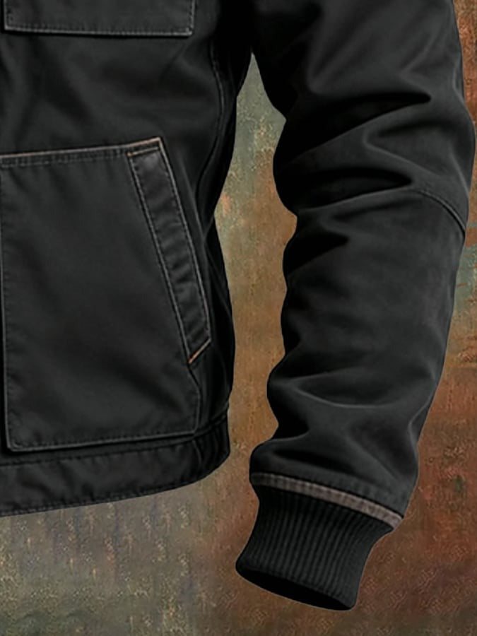 Veste d'extérieur en coton tissé et doublure polaire