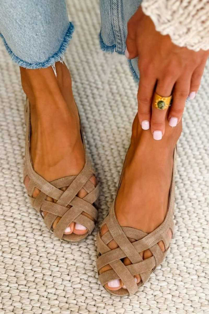Sandalias Planas Trenzadas de Punta Abierta