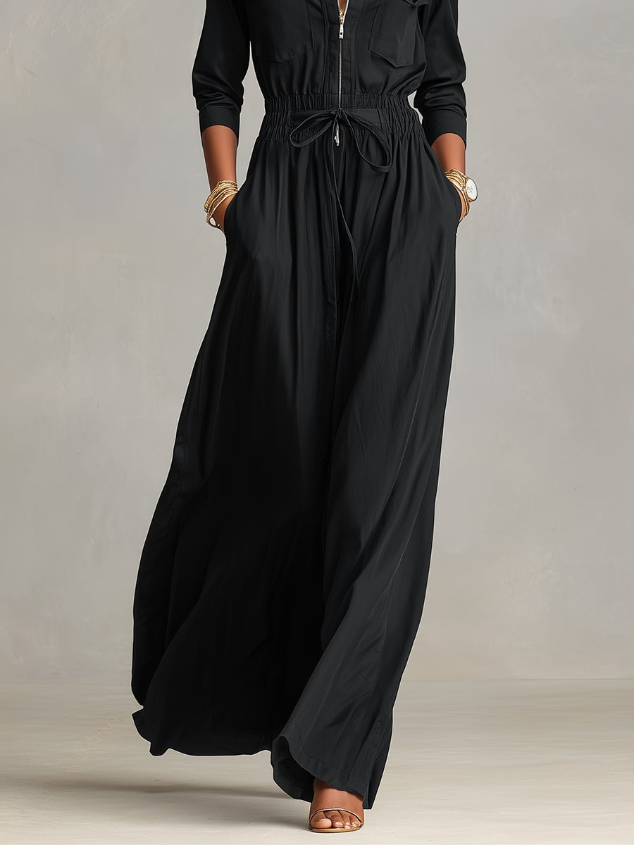 Robe longue avec poches cargo et taille à cordon