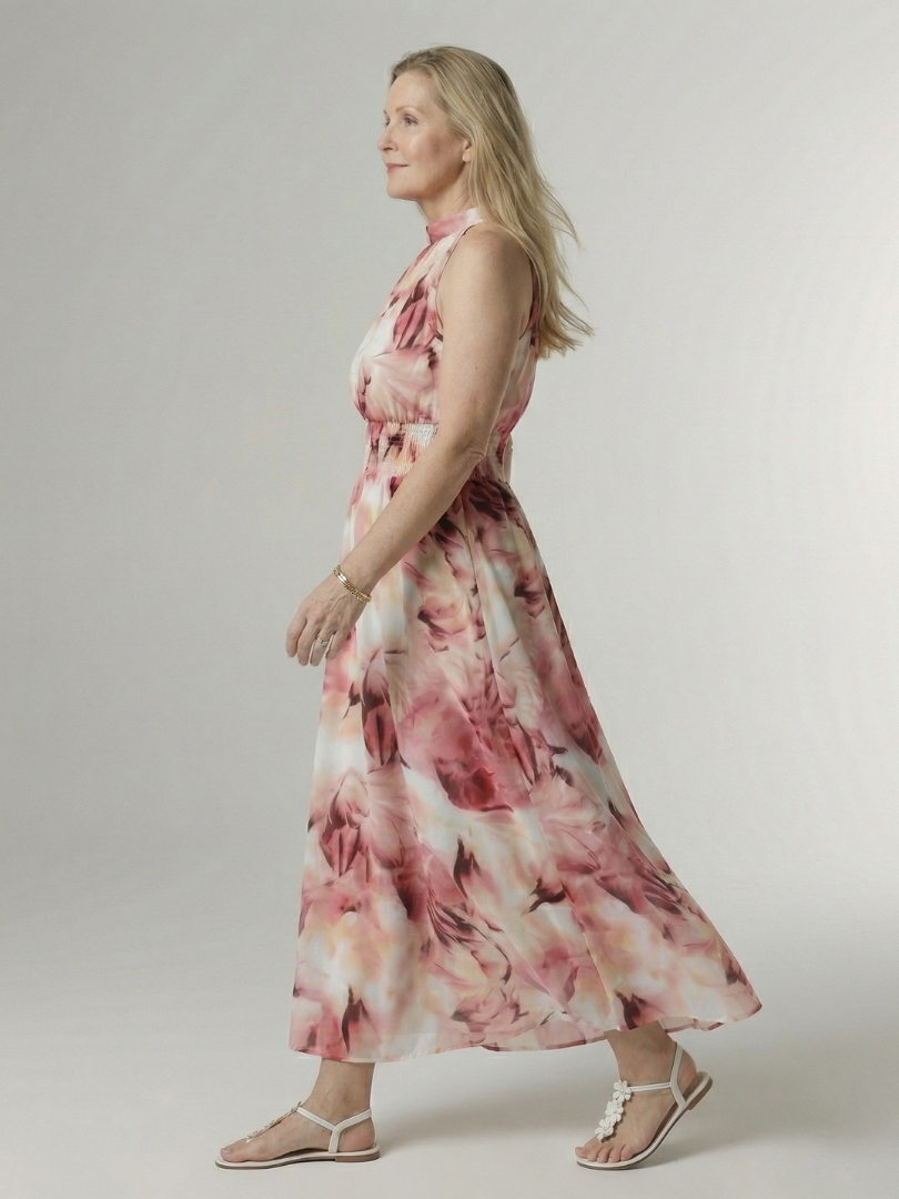 Concetta | Midi Dress with American Collar and Ruching
