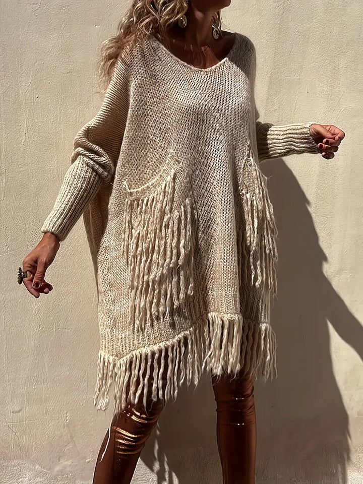 Robe pull à franges boho vintage