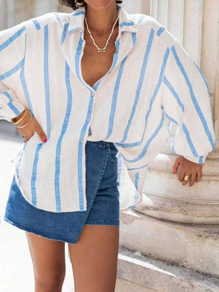 Chemise ample à rayures un look décontracté