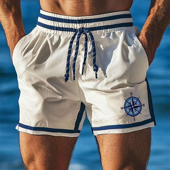 Short de plage à imprimé boussole