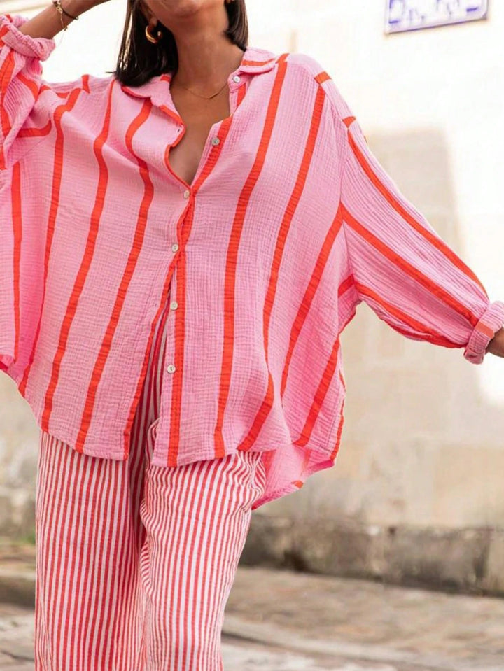 Chemise ample à rayures un look décontracté
