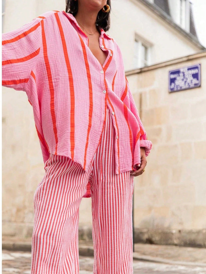 Chemise ample à rayures un look décontracté