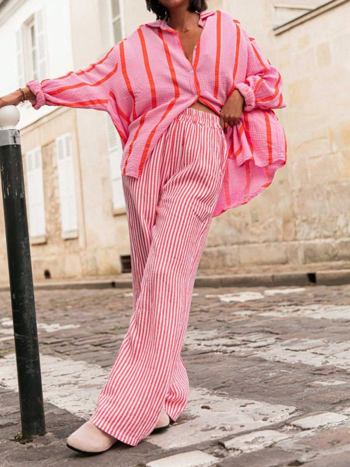 Chemise ample à rayures un look décontracté