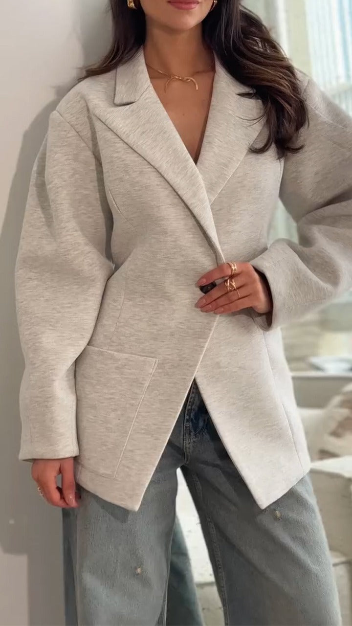 Manteau épais à revers pour femme chic