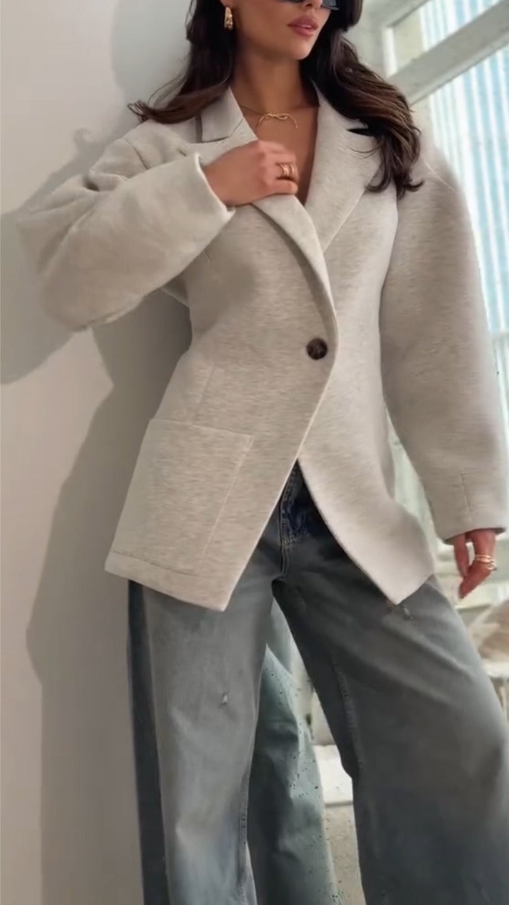Manteau épais à revers pour femme chic