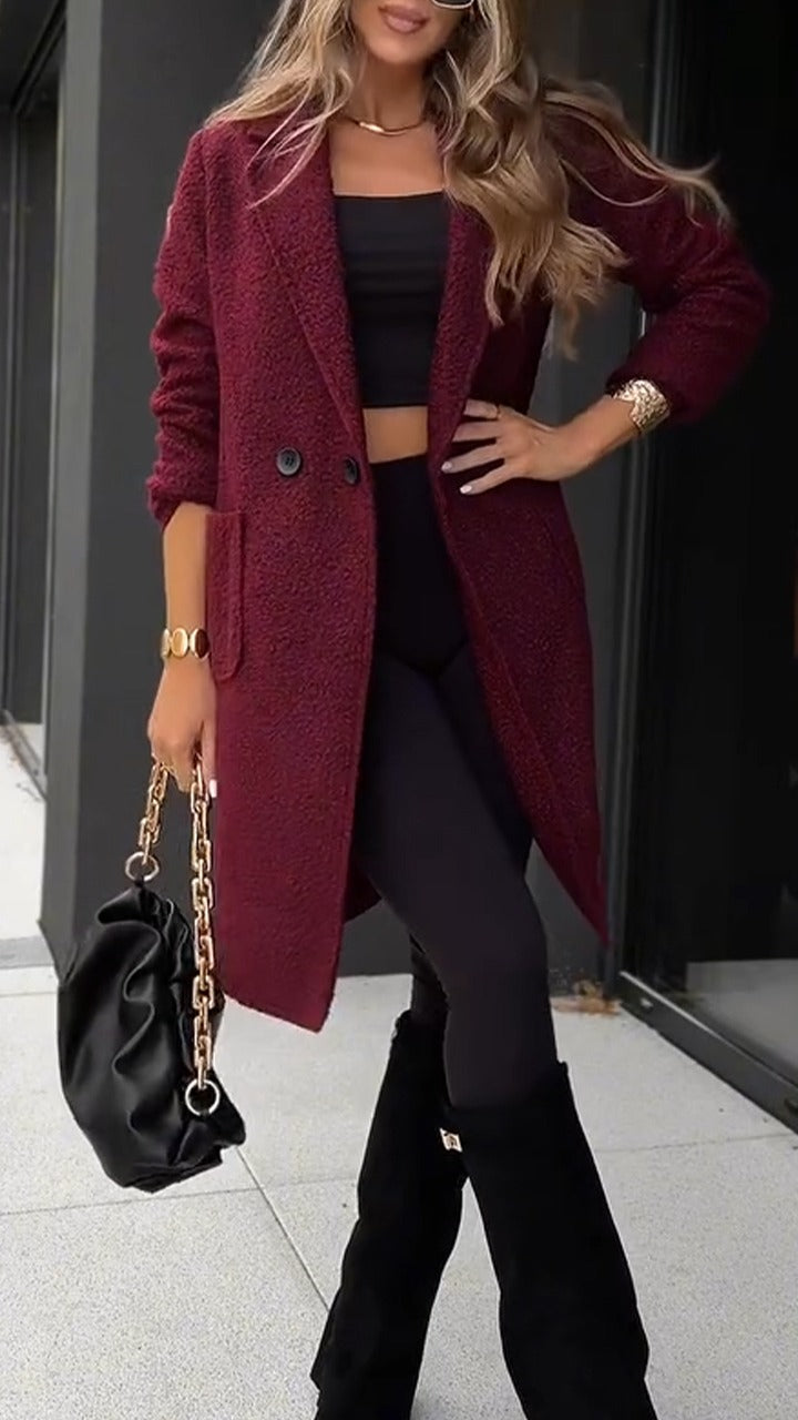 Manteau décontracté teddy à revers