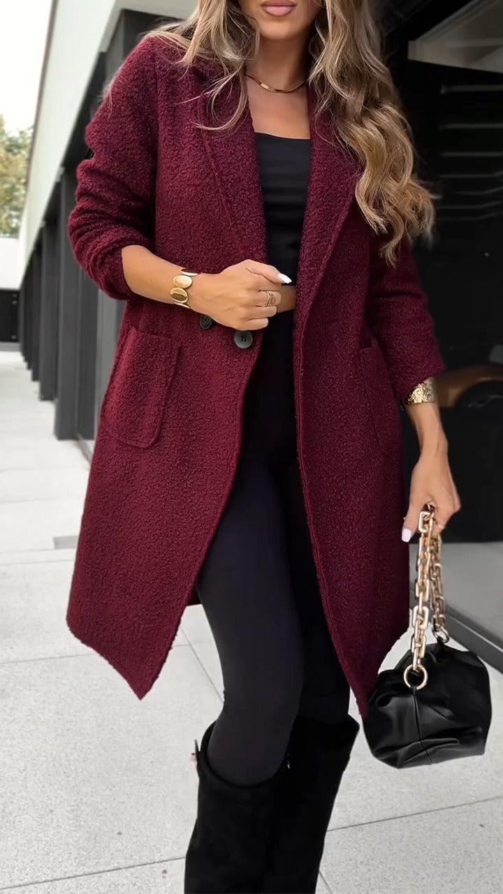 Manteau décontracté teddy à revers