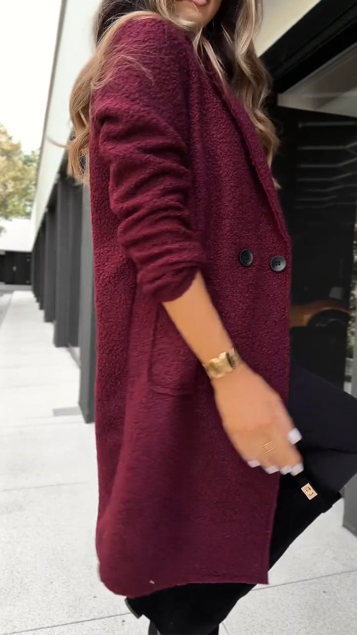 Manteau décontracté teddy à revers