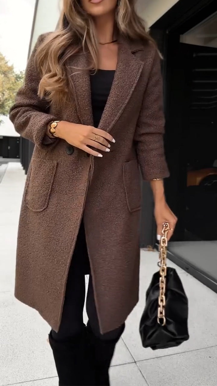 Manteau décontracté teddy à revers