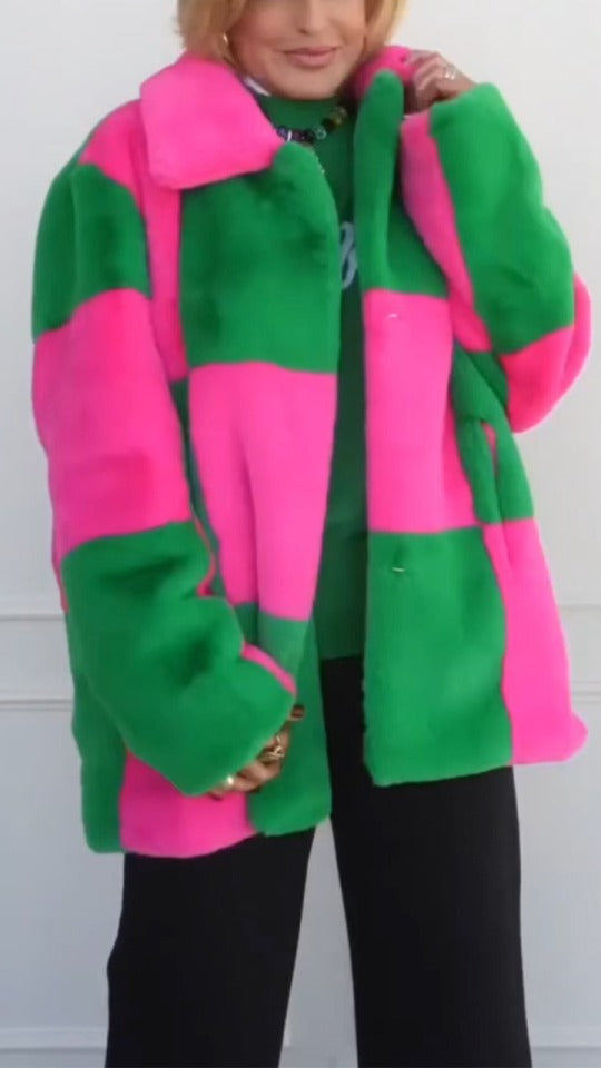 Manteau polaire à revers contrasté
