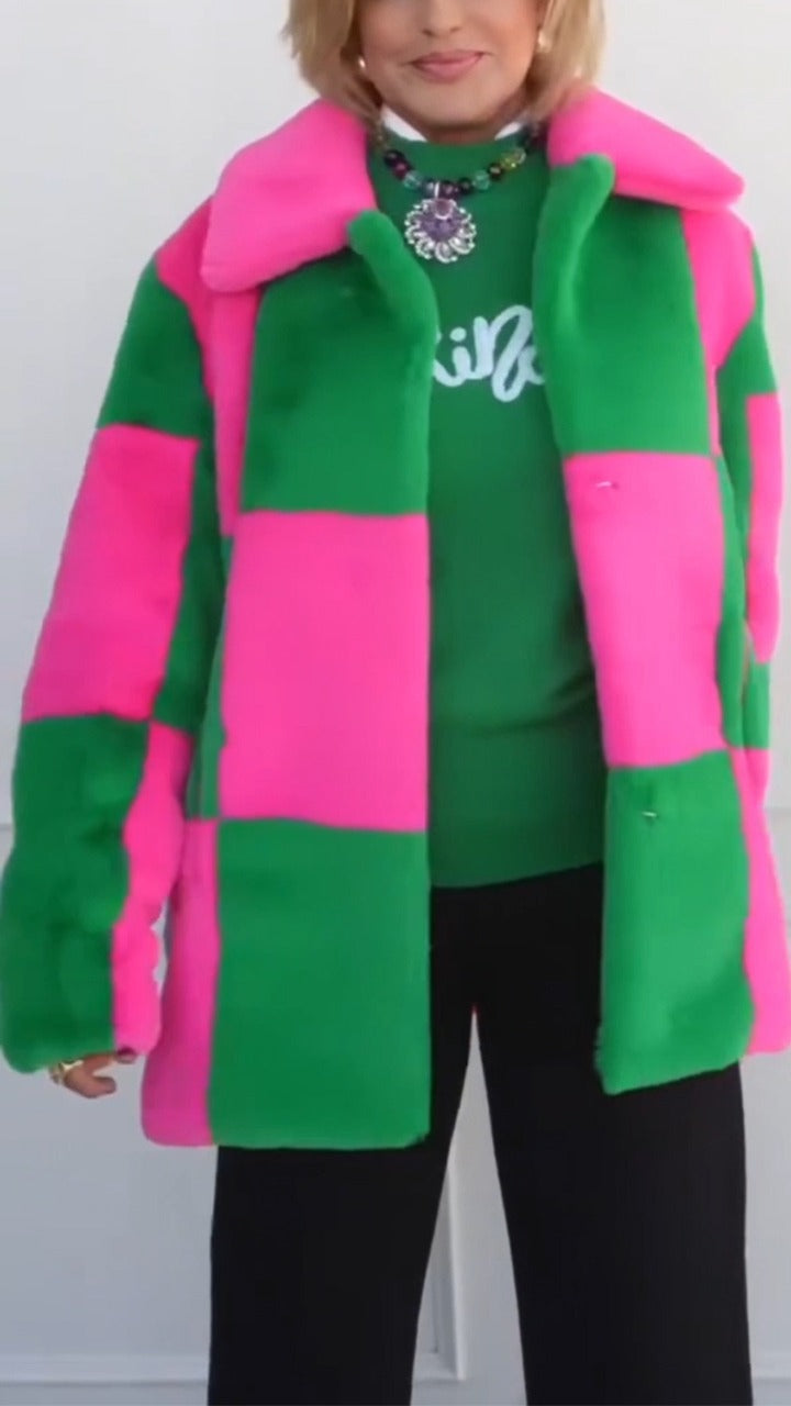 Manteau polaire à revers contrasté