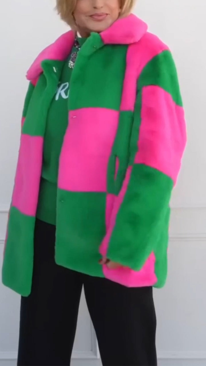 Manteau polaire à revers contrasté