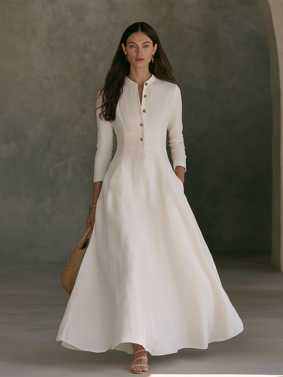 Mandarin Collar Maxi Dress