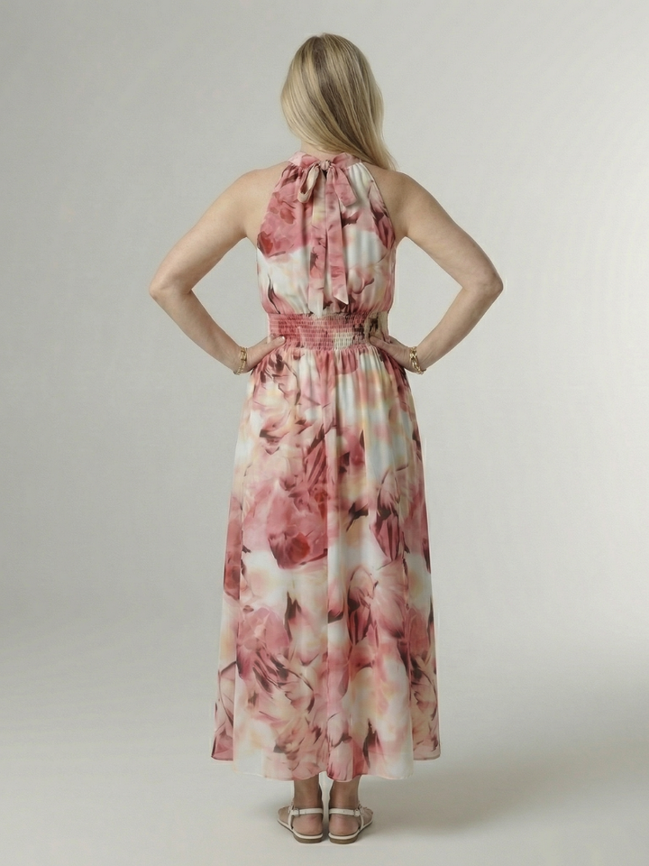 Concetta | Midi Dress with American Collar and Ruching