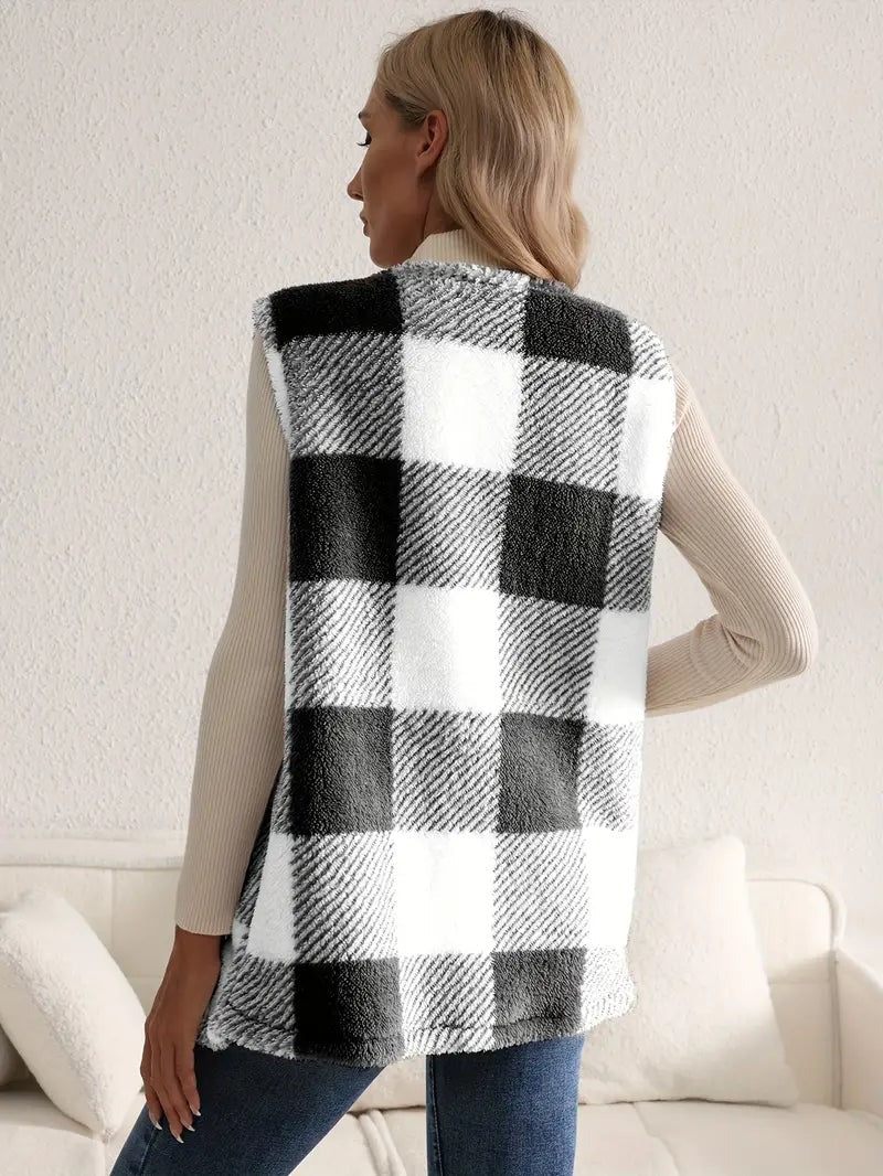 Gilet à carreaux sherpa