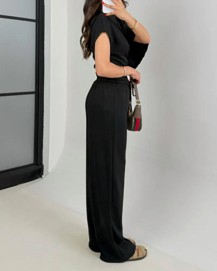 Ensemble deux pièces haut et pantalon irréguliers à la mode