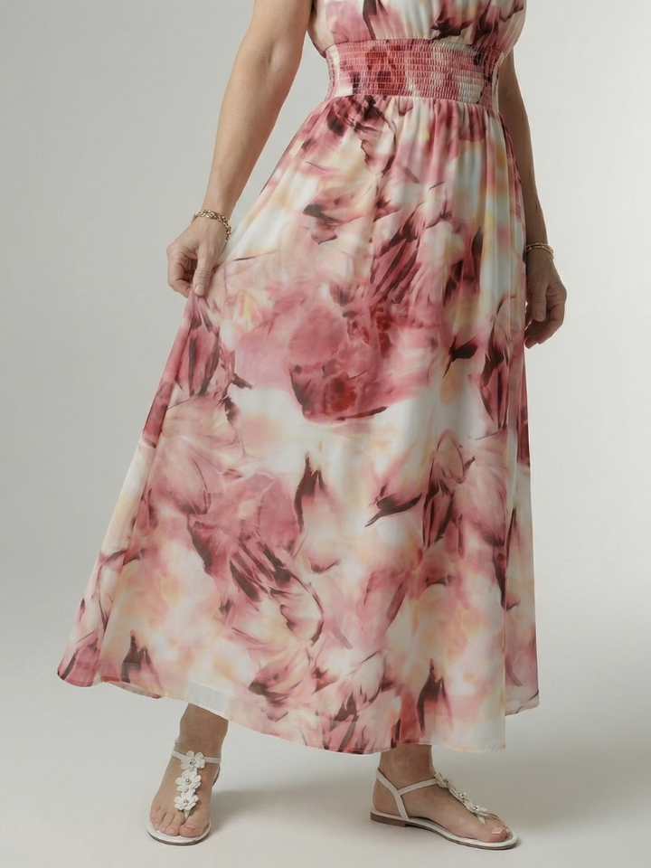 Concetta | Midi Dress with American Collar and Ruching