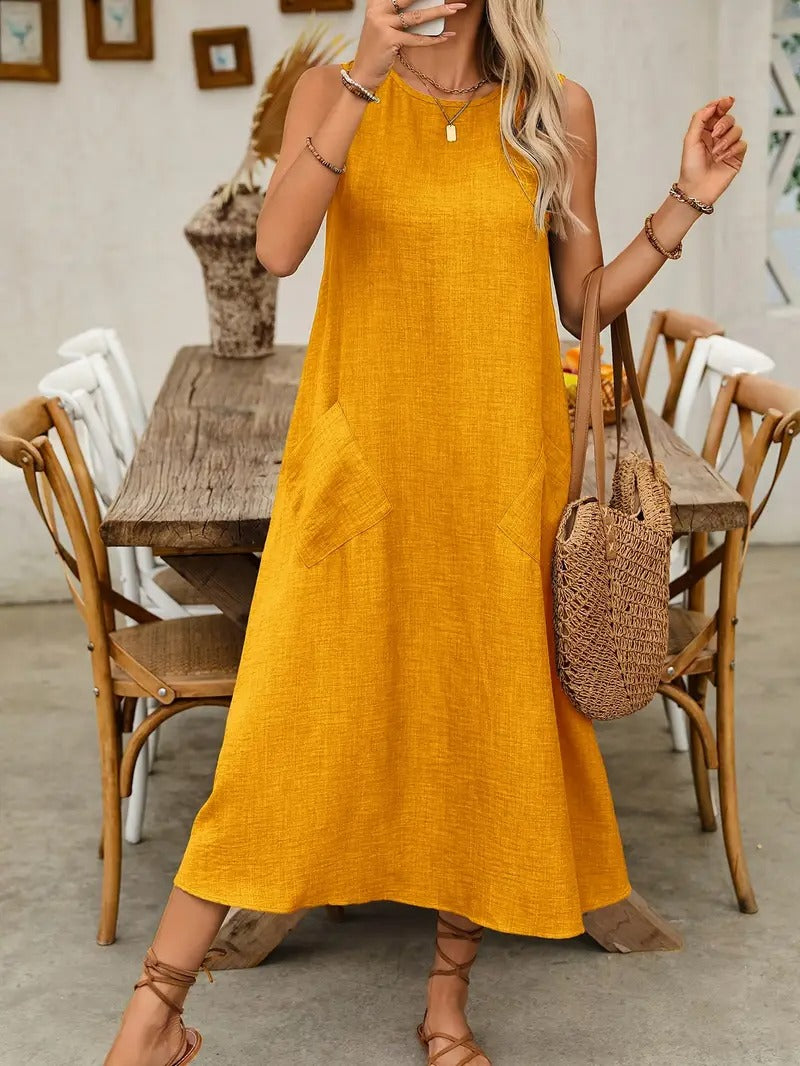 Robe sans manches unie pour femme - Style décontracté