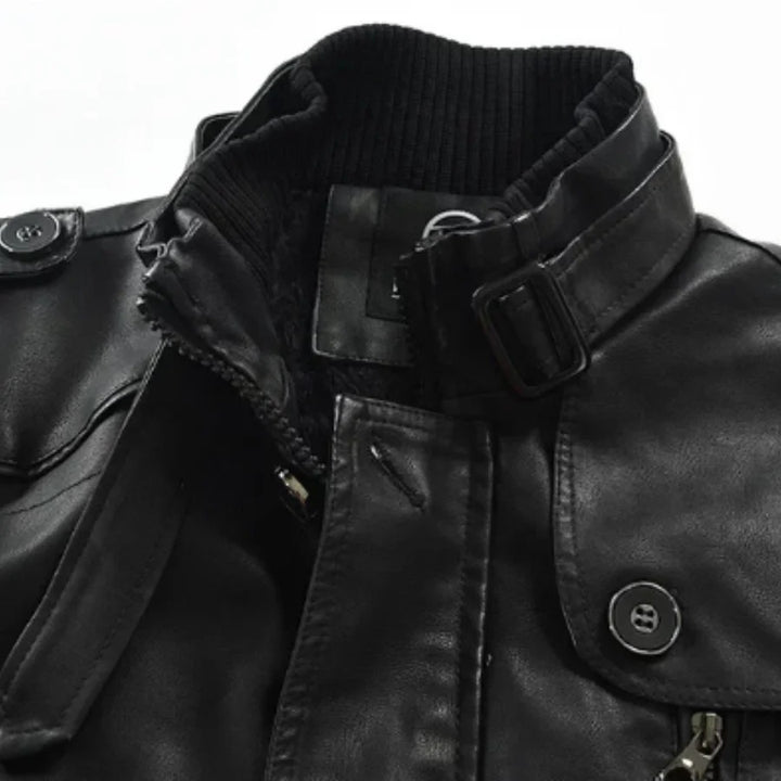 Veste de motard en cuir longue et élégante