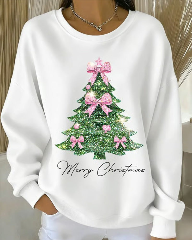 Sweat-shirt à col rond et manches longues imprimé de Noël