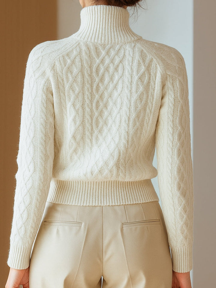 Gilet zippé blanc en maille torsadée
