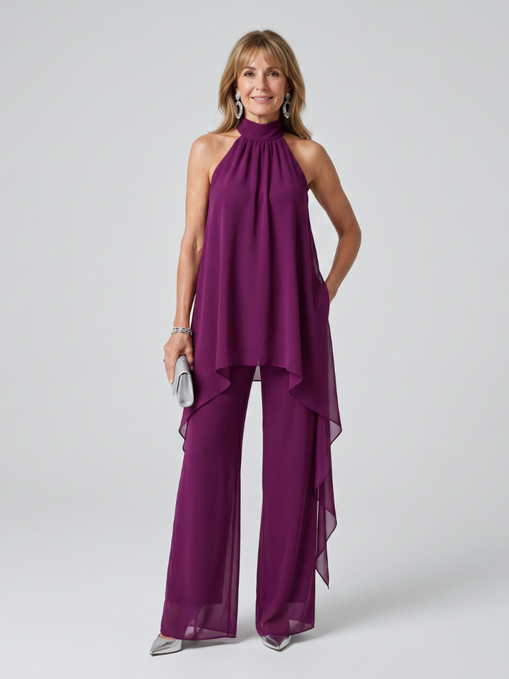 Lucia | Asymmetrical Tunic Set with Halter Neck